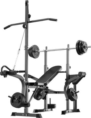 Rigel 600lbs 6 in 1 Adjustable Olympic Weight Bench Set with Leg Extension and Leg Curl Multi-Function Bench Press Set for Full Body Workout