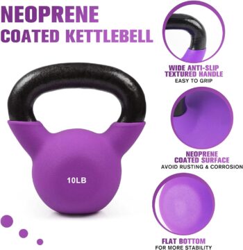 RitFit Neoprene Coated Solid Cast Iron Kettlebell 5 10 15 20 25 30 35 40 45 50 LB, Great for Full Body Workout, Cross-Training, Weight Loss & Strength Training