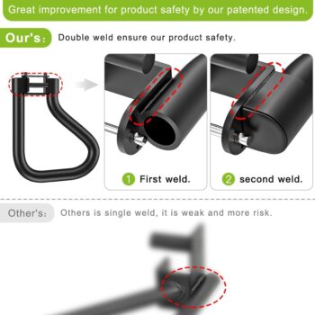 SELEWARE Solid Dip Bar Attachment for 2" x 2" or 3" x 3" with 1", 5/8" or 1/2" Hole Power Cage Squat Rack, Set of 2 Dip Bar Muti-Grip Handles for Strength Training, Double Welding Design