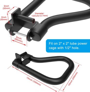 SELEWARE Solid Dip Bar Attachment for 2" x 2" or 3" x 3" with 1", 5/8" or 1/2" Hole Power Cage Squat Rack, Set of 2 Dip Bar Muti-Grip Handles for Strength Training, Double Welding Design