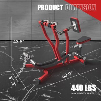 SPART Seated Row Machine, Plate Loaded Lat and Back Workout Equipment, Back Gym Machine with Independent Arms & 360° Rotary Grip Handles, Upper Body Special Machine with Bicep Curl Bar, 440LB Capacity