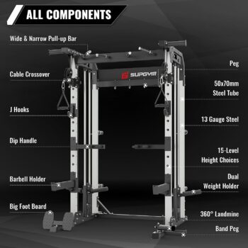 SUPGYM Multi-Functional Power Rack PS1A, Squat Rack Home Gym Fitness, A STANDARD Strength Training Half Rack Power Cage