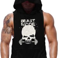 SZKANI Mens Skull Print Sleeveless Fitness Vest Bodybuilding Stringers Workout Tank Tops