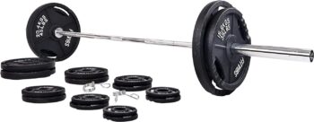 Signature Fitness Cast Iron Olympic 2-Inch Weight Plates Including 7FT Olympic Barbell, 130-Pound, 300-Pound or 325-Pound Set, Multiple Packages