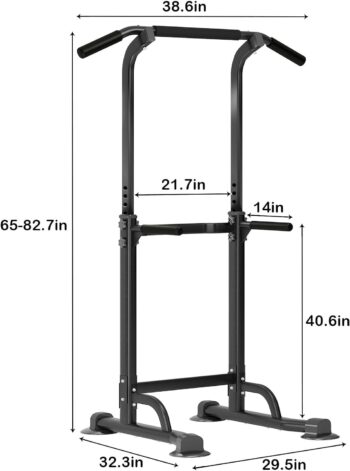 SogesPower Power Tower Dip Station Pull Up Bar for Home Gym Adjustable Height Strength Training Workout Equipment,Pull Up Bar Station