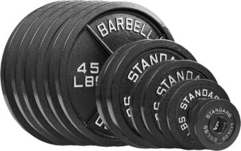 Steel Olympic Plates 355lb Set - Olympic Standard Premium Coated 2.5lb, 5lb, 10lb, 25lb, and 3x 45lb Pairs for Weight Lifting Powerlifting