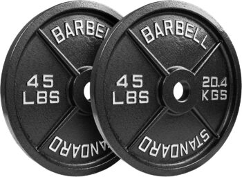 Steel Olympic Plates 355lb Set - Olympic Standard Premium Coated 2.5lb, 5lb, 10lb, 25lb, and 3x 45lb Pairs for Weight Lifting Powerlifting