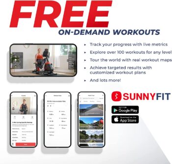 Sunny Health & Fitness Compact Performance Recumbent Bike with Dual Motion Arm Exercisers, Quick Adjust Seat & Optional Exclusive SunnyFit App Enhanced Bluetooth Connectivity