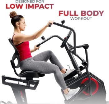 Sunny Health & Fitness Elite Recumbent Cross Trainer & Elliptical Machine with Arm Exercisers, Easy Adjust Seat, & Exclusive SunnyFit® App Enhanced Bluetooth Connectivity