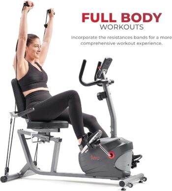 Sunny Health & Fitness Performance Interactive Series Recumbent Exercise Bike with Optional SunnyFit® App Enhanced Bluetooth Connectivity