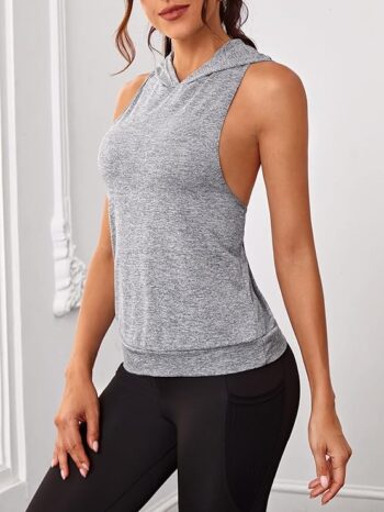 SweatyRocks Women's Activewear Cut Out Twist Back Hooded Tank Top Sleeveless Athlete Gym Shirt