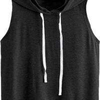 SweatyRocks Women's Summer Sleeveless Hooded Tank Top T-Shirt for Athletic Exercise Relaxed Breathable