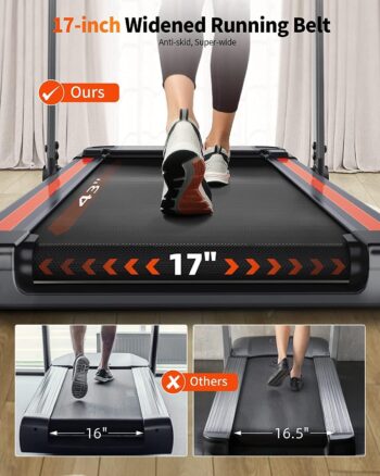 THERUN 2.5HP Treadmill, 2 in 1 Under Desk Walking Pad Treadmill, Electric Compact Space Folding Treadmill for Home Office with LED Touch Screen | 0.6-7.6MPH | Wider Running Belt, No Assembly Needed