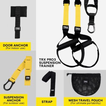 TRX PRO3 Suspension Trainer System, Design & Durability for Cross-Training, Weight Training, HIIT Training & Cardio, Includes 3 Anchor Solutions for Indoor & Outdoor Home Gyms