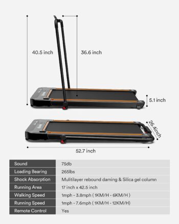 UREVO 2 in 1 Under Desk Treadmill, 2.5HP Folding Electric Treadmill Walking Jogging Machine for Home Office with Remote Control