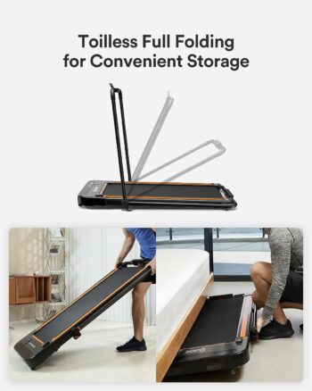 UREVO 2 in 1 Under Desk Treadmill, 2.5HP Folding Electric Treadmill Walking Jogging Machine for Home Office with Remote Control