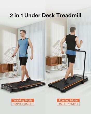 UREVO 2 in 1 Under Desk Treadmill, 2.5HP Folding Electric Treadmill Walking Jogging Machine for Home Office with Remote Control