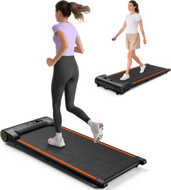 Walking Pad, UREVO Under Desk Treadmill for Home Office, Portable Walking Pad Treadmill Under Desk with Wider Running Belt, Dual Control