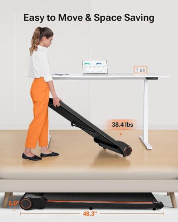 Walking Pad, UREVO Under Desk Treadmill for Home Office, Portable Walking Pad Treadmill Under Desk with Wider Running Belt, Dual Control