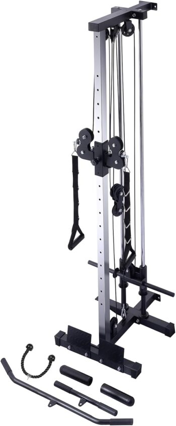 VANSWE Wall Mount Cable Station, 18 Positions Adjustable Dual Pulleys Cable Crossover Machine