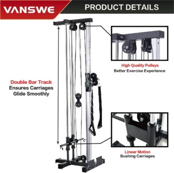 VANSWE Wall Mount Cable Station, 18 Positions Adjustable Dual Pulleys Cable Crossover Machine