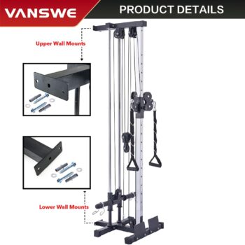 VANSWE Wall Mount Cable Station, 18 Positions Adjustable Dual Pulleys Cable Crossover Machine