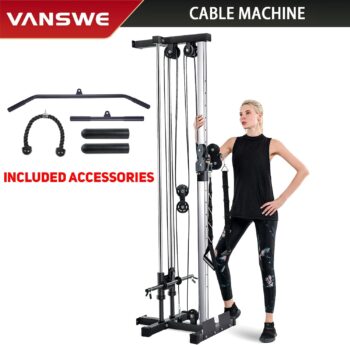 VANSWE Wall Mount Cable Station, 18 Positions Adjustable Dual Pulleys Cable Crossover Machine