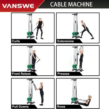 VANSWE Wall Mount Cable Station, 18 Positions Adjustable Dual Pulleys Cable Crossover Machine