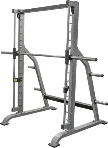 Valor Fitness BE-11 Smith Machine Squat Rack with Olympic Plate Storage Pegs