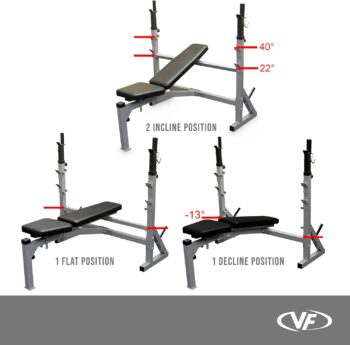 Valor Fitness BF-39 Adjustable FID Olympic Bench with J-Hooks and Bar Catches