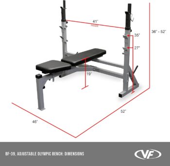 Valor Fitness BF-39 Adjustable FID Olympic Bench with J-Hooks and Bar Catches