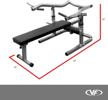 Valor Fitness BF-47 - Weight Bench Press Machine - 9 Adjustable Positions Flat Incline with Converging Arms - Plate Loaded - Chest Arm Ab Workout, Home Gym Equipment 250 LB Combined Max