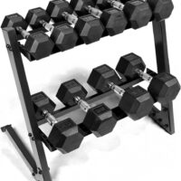 WF Athletic Supply 200Lb Dumbbell Set, 10-30Lb Dumbbell Set with Two-Tier Storage Rack for Muscle Toning, Strength Building & Weight Loss - Multiple Choices Available