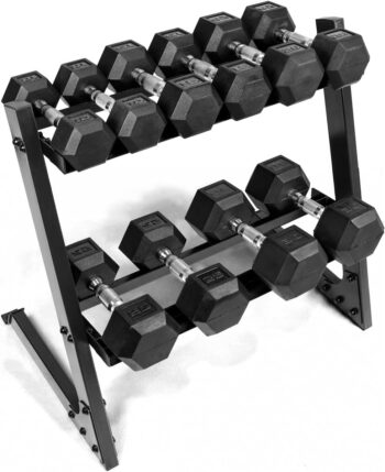 WF Athletic Supply 200Lb Dumbbell Set, 10-30Lb Dumbbell Set with Two-Tier Storage Rack for Muscle Toning, Strength Building & Weight Loss - Multiple Choices Available