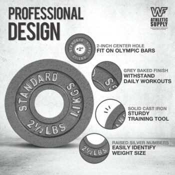 WF Athletic Supply 290lb & 300lb & 555lb Traditional / Classic Olympic Weight Plates Set with 7 ft. Olympic Barbell, Great for Strength Training, Weightlifting, Bodybuilding & Powerlifting