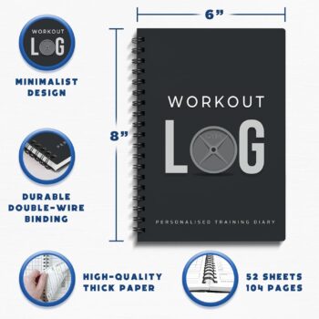 Workout Planner for Daily Fitness Tracking & Goals Setting (A5 Size, 6” x 8”, Charcoal Gray), Men & Women Personal Home & Gym Training Diary, Log Book Journal for Weight Loss by Workout Log Gym