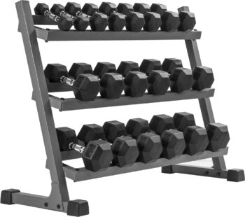 XMARK Rubber Hex Dumbbell Weight Sets, 380 lb to 550 lb Dumbbell Sets With Dumbbell Storage Rack, Complete Your Home Gym with an Adjustable Dumbbell Weight Bench or Purchase Each Separately, Home Gym Essentials