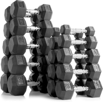 XMARK Rubber Hex Dumbbell Weight Sets, 380 lb to 550 lb Dumbbell Sets With Dumbbell Storage Rack, Complete Your Home Gym with an Adjustable Dumbbell Weight Bench or Purchase Each Separately, Home Gym Essentials