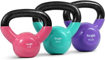 Yes4All Combo Kettlebells Vinyl Coated Weight Sets Great for Full Body Workout Equipment Push up, Grip Strength and Strength Training, Dumbbell Weights Exercises