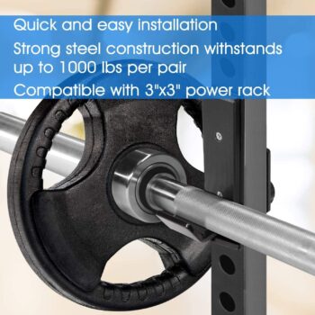 Yes4All J-Hooks Barbell Holder for Power Rack - J Hook Weight Rack/Fitness Racks J Hook - Fit 3x3 inch Square Tube (Pair)