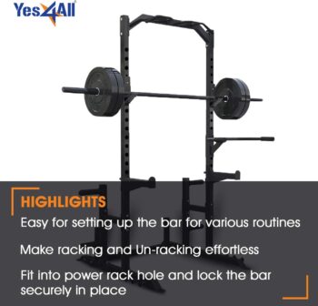 Yes4All J-Hooks Barbell Holder for Power Rack - J Hook Weight Rack/Fitness Racks J Hook - Fit 3x3 inch Square Tube (Pair)