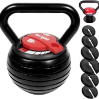 Yes4All Kettlebell Adjustable/Cast Iron/Protective Base Solid Smooth for Strength Training, Home Gym