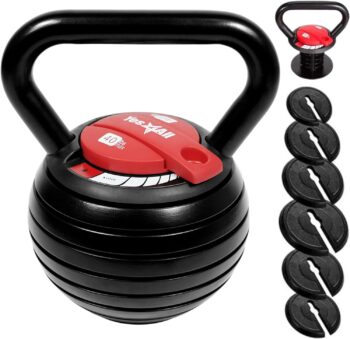 Yes4All Kettlebell Adjustable/Cast Iron/Protective Base Solid Smooth for Strength Training, Home Gym