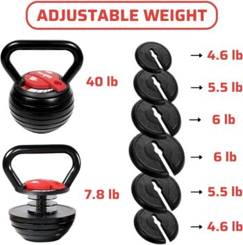 Yes4All Kettlebell Adjustable/Cast Iron/Protective Base Solid Smooth for Strength Training, Home Gym