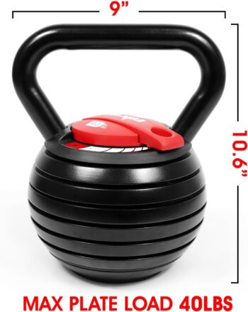 Yes4All Kettlebell Adjustable/Cast Iron/Protective Base Solid Smooth for Strength Training, Home Gym