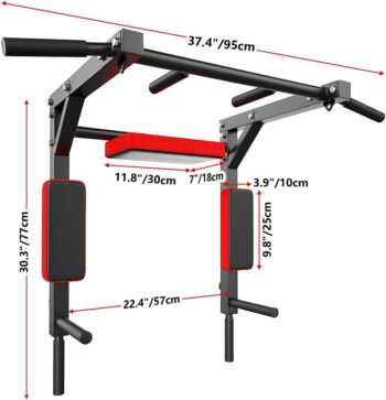 syzythoy Multifunctional Wall Mounted Pull Up Bar Chin Up bar,Dip Station for Home Gym,Indoor Workout,Support to 440Lbs