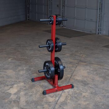 Best Fitness BFWT10 Olympic Plate Tree and Bar Holder, Red