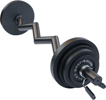 Body-Solid (OB48F) Olympic Steel Curl Barbell for Weightlifting Plates - Curling Bar Bicep and Tricep Curls - Exercise Weight Lifting Bar for Home & Commercial Gym, 48 in. Long, Black