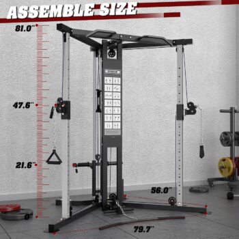 DONOW Cable Crossover Machine, Cable Fly Machine Home Gym System Workout Station with Dual Pulley System Pull-Up Bar Cable Bar and LAT Pull Down System