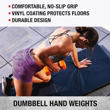 Dumbbells Hand Weights Set of 2 - Vinyl Coated Exercise & Fitness Dumbbell for Home Gym Equipment Workouts Strength Training Free Weights for Women, Men (1-10 Pound, 12, 15, 18, 20 lb)